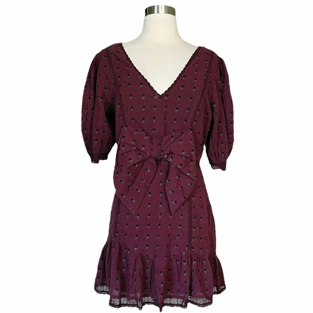LoveShackFancy Lena Dress Burgundy - Picture 1 of 4